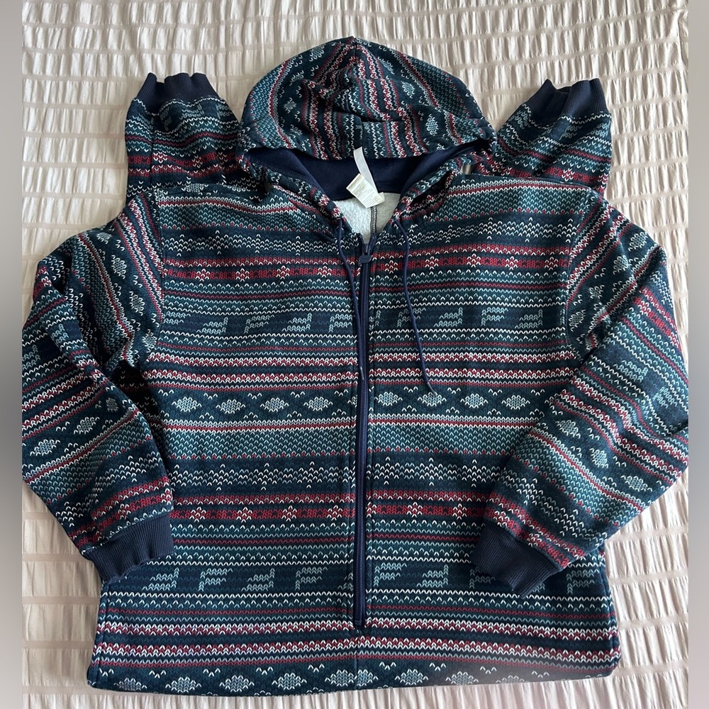 Fabletics Patterned Zip Up One Piece Onesie Pajamas (M)
